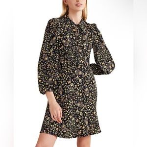Boden Dresses  Tie Neck Shirt Dress Black Wildflower Paisley